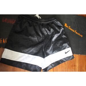 Vintage Nike Satin Running Shorts Black White Swoosh Men's Medium M Malaysia